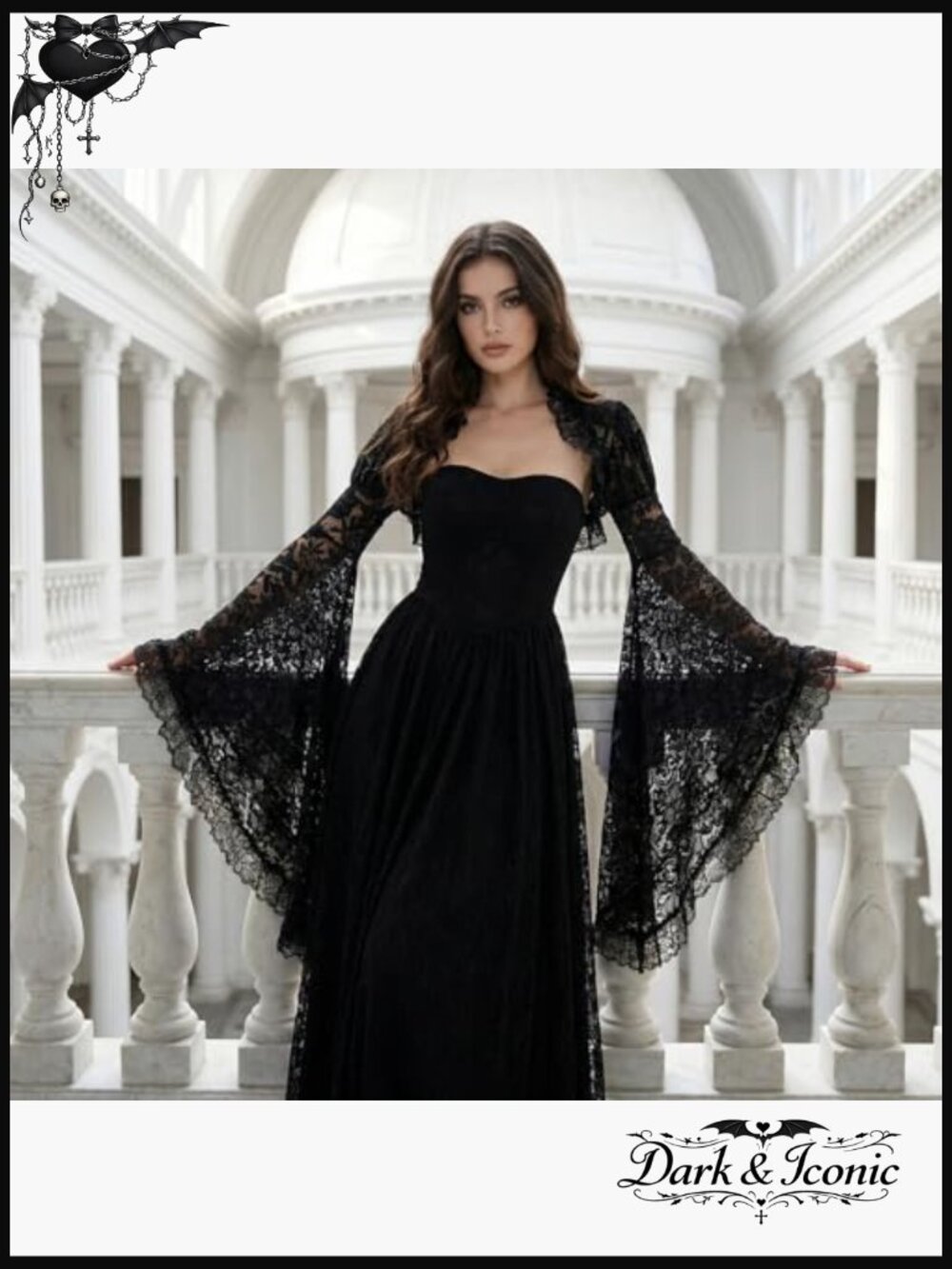Women Victorian Gothic Lace Bolero Shrug Vampire Vamp Cosplay Corset Top - Picture 6 of 7